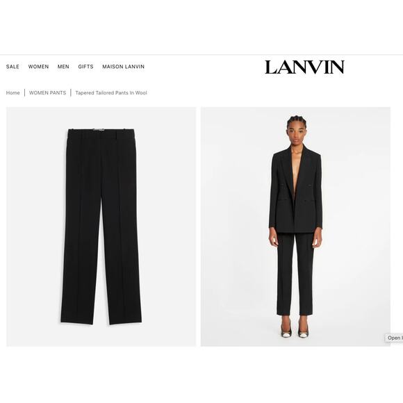 LANVIN PARIS Wool Mid-Rise Pants Size 42 - Picture 1 of 13